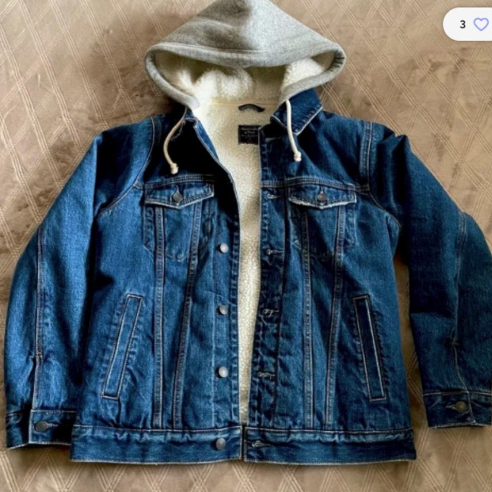 Abercrombie & Fitch Denim Jean Jacket with Sherpa Lining Small